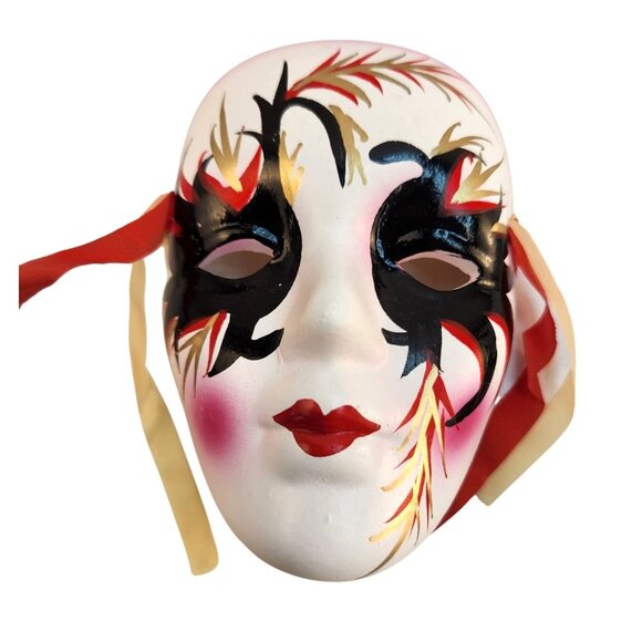 Venetian Style Mardi Gras Decorative Wall Masks Set Of 2 With Ribbon Ties For Ar - Picture 3 of 7